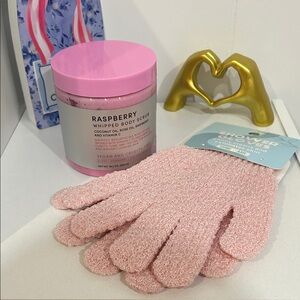 Ulta Beauty Raspberry Whipped Body Scrub and Exfoliating Shower Gloves